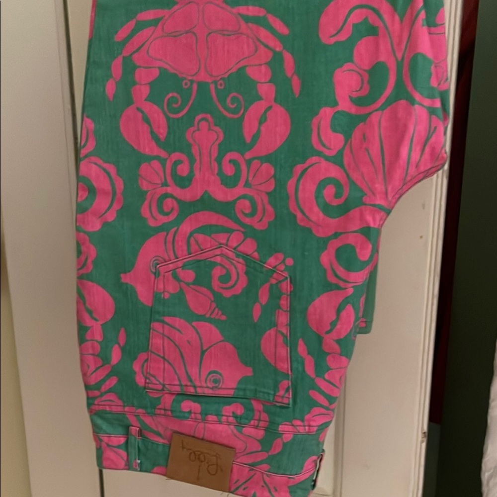 Lilly Pulitzer Vibrant Pink and Green Patterned Pants